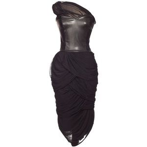 dora abodi faux leather and tulle dress L / 12